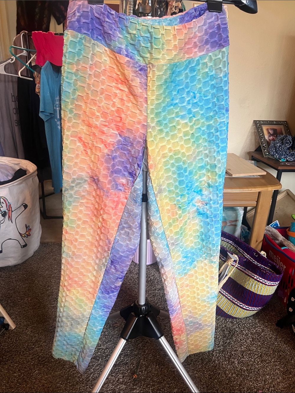 eye candy Rainbow Tie-Dye Textured Leggings - Pastel Multicolor
